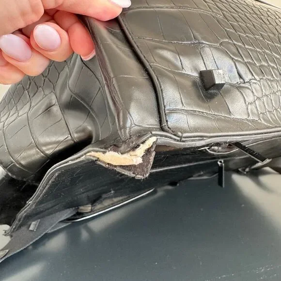 BEIS Large Work Tote Black Crocodile 14.5” x 11” Vegan Leather Zip Closure - Picture 11 of 15